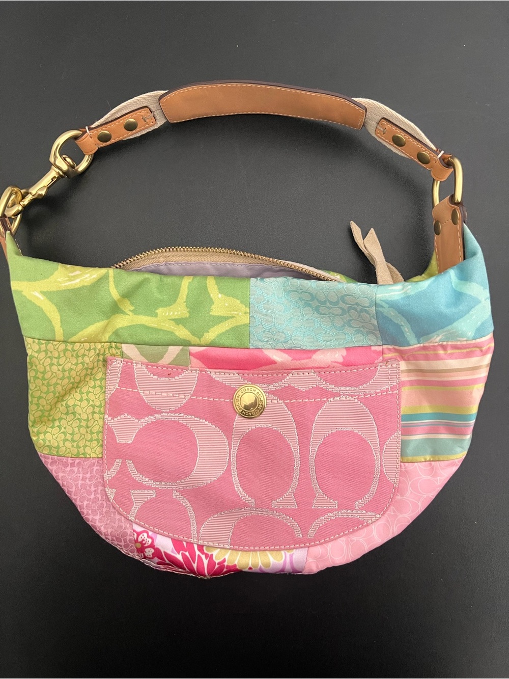 Coach Multicolor Patchwork Signature Hobo Shoulder Bag